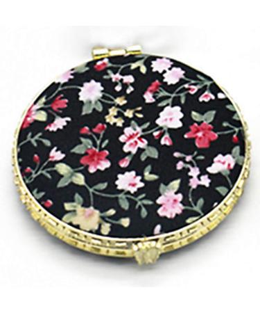 KunmniZ 1Pc Round Mini Pocket Makeup Flower Mirror Cosmetic Tool Double Side Portable Compact Mirror Random Color (Black) - Buy Online on GoSupps.com
