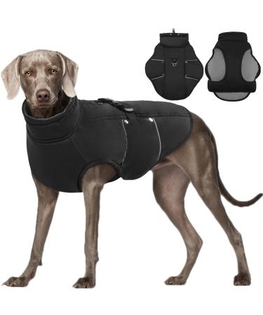 Kuoser dog coat winter warmth dog jacket winter coat dog coat for large dogs outside dog jacket winter reflective dog coat 2xl XXL black and gray