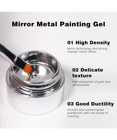 Metallic Painting Gel - 5ml Silver Metal Painted Gel Nail Polish - Reflective High Shine Nail Polish Soak Off UV/LED - Drawing Mirror Nail Gel Polish - Buy Online on GoSupps.com