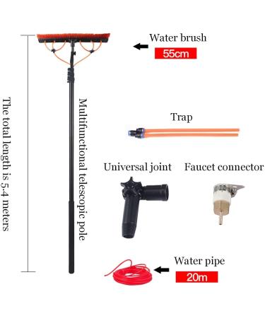 Water Fed Pole Kit Window Cleaning Pole Water Fed Telescopic Brush/Extendable Cleaner Conservatory Roof Suitable for Car Indoor Outdoor High Windows (5.4m/18ft 55cm) - Buy Online on GoSupps.com