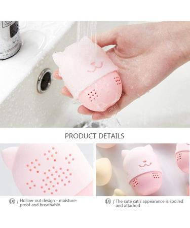 Buy Cute Cat Silicone Makeup Sponge Holder - Pink Travel Case for Cosmetic Blenders | International Shipping Available - Buy Online on GoSupps.com