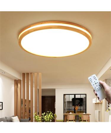 Ghiycotdl LED ceiling light wood 40cm 24W Modern wood Round ceiling lamp dimmable 3000k-6000K 40cm lamp for bedroom living room children's room office study type B: Dimmable 40cm
