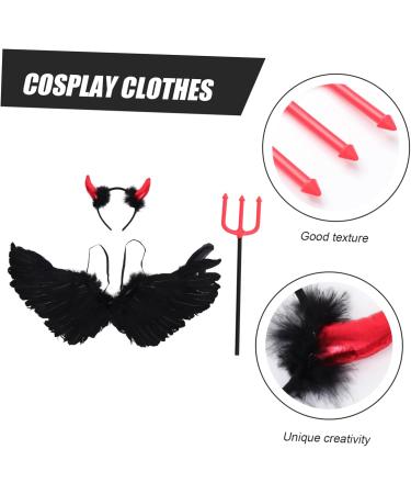 FRCOLOR 3 Sets Demon Wings Set Black Devil Costume Prop Devil Ear Headband Costume for Praty Devil Accessories Devil Pitchfork Costume Devil Costume for Horn Cosplay Supplies Feather - Buy Online on GoSupps.com