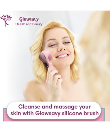 Glowsavy Silicone Cleansing Brush - 4 Speeds, Waterproof & USB Rechargeable - Pink Facial Spa Machine for Makeup Skincare Removal - Buy Online on GoSupps.com
