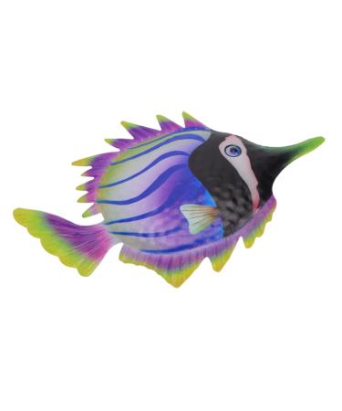 ABOOFAN 1pc Decorative Fish Wall Hanging Ornament Metal Fish Wall Art Wall Hanging Decoration The Fence Iron Purple 26x16.3cm