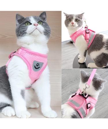 Femax Dog Harness & Linen Set - Soft Mesh Padded Reflective & Adjustable Breastware for Dogs Puppies & Cats (M Chest 35-40 cm) - Pink - Buy Online on GoSupps.com