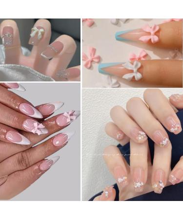KARLOR Nail Charms Set 3D Flowers Nail Decoration Pink Bow Nail Charms Nail Art Decoration Resin Beads Acrylic Flowers Nail Gems with White Half Beads for Acrylic Nail Art Accessories(7M-145) - Buy Online on GoSupps.com