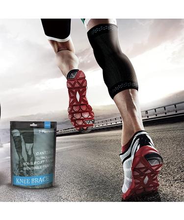 TRACE KASA 2 Pack Knee Compression Sleeve - Size L - Knee Brace for Men & Women - Joint Pain Relief - Ideal for Running, Gym & Arthritis - Black (1 Pair) - Buy Online on GoSupps.com
