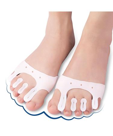 Jhtsole Toe Separator & Spacers - Cushioned Toe Slippers for Bale & Hammer Toes - 2 Pairs (White + Beige) | Comfort & Forefoot Support - Buy Online on GoSupps.com