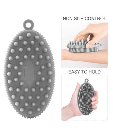 Rampula Silicone Body Brush - Double-Sided Bathing & Shower Brush for Deep Cleaning Gentle Peeling & Massage - Hygienic Alternative to Luffa/Sponge for All Skin Types - Gray - Buy Online on GoSupps.com
