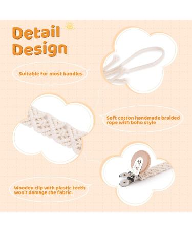 IOSPKKIO 3-Piece Pacifier Clip Set for Boys & Girls - Handmade Braided Cotton Holders with Wooden Clips - Beige Baby Shower Gift - Buy Online on GoSupps.com