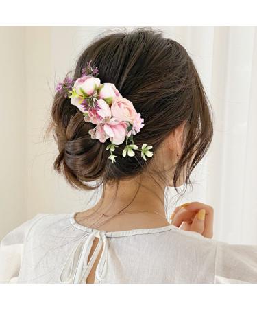 4 Pack Rose Flower Silver Wire Hair Combs - Women's Wedding Bridal Accessories - Buy Online on GoSupps.com