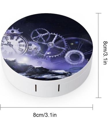Clock And Mechanism Stars Round Case For Contact Lens Kit Storage Box with Mirror Printed - Buy Online on GoSupps.com
