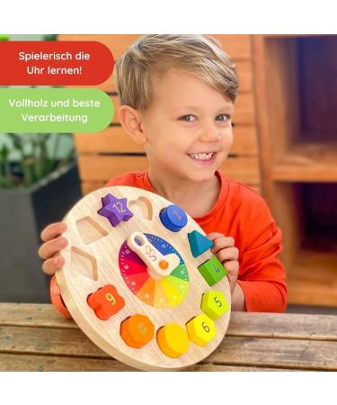 SCHMETTERLINE Kronolino Wooden Learning Clock | Rainbow Colors for Playful Time Learning | Ages 3+ - Buy Online on GoSupps.com
