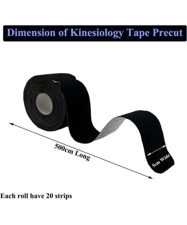 Kayiete Kinesiology Tape Precut - Sports Tape for Recovery & Injury Relief | 60 Strips in 3 Rolls | Black Athletic Tape for Ankle, Neck, Knee, Shoulder Pain - Buy Online on GoSupps.com