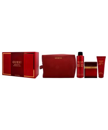 Guess Seductive Red for Men - 4 Pc Gift Set 3.4oz EDT Spray 6oz Body Spray 3.4oz Shower Gel Pouch - Buy Online on GoSupps.com
