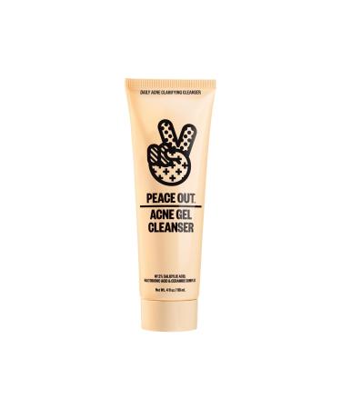 PEACE OUT Acne Gel Cleanser Acne Face Wash with 2% Salicylic Acid for Breakouts Pimples & Blackheads Daily Cleanser to Unclog Pores Supports Skin Barrier with Ceramides 4 fl oz