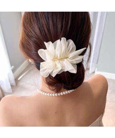 3PCS Large Flower Hair Clips Pins - Chiffon Silk Soft Snap Barrettes for Women & Kids | Wedding Bridal Prom Party Hair Styling Accessories - Buy Online on GoSupps.com