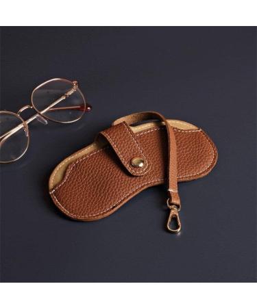 Vintage Leather Eyeglasses Case Holder | Portable Slim Sunglasses Pouch | Soft Glasses Bag for Men & Women - Brown - Buy Online on GoSupps.com
