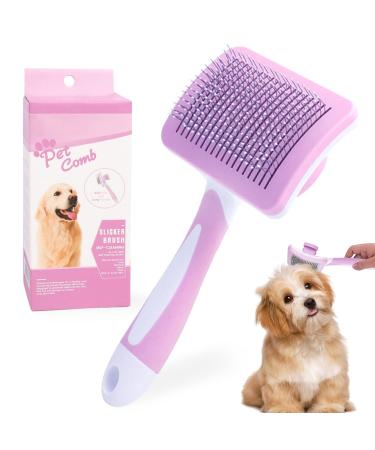 PHAVESAS Klein Pets Dog Brushing Cat brush pet brushed self-cleaning fur brush hair remote pet brush for long-haired and short hair purple pink pink small
