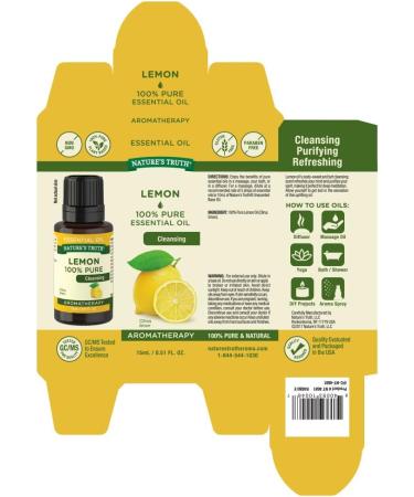 Buy Nature's Truth Lemon Essential Oil - 100% Pure & Natural - 0.51 Fl Oz - International Shipping Available - Buy Online on GoSupps.com