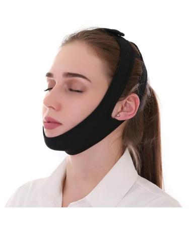 PPGE Home Anti Snoring Chin Strap Mouth Breathing Corrector Better Night's Sleep Chin Strap Snoring Solution Effectively Reduce Snoring(Color:Black)