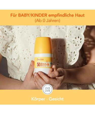 Derma Sonnenschutz Roll-on Lotion LSF 50 f r Baby & Kinder | Waterproof Hypoallergen Parf mfrei | Sunscreen Gesicht & K rper | 50ml UVA-UVB Schutz - Buy Online on GoSupps.com