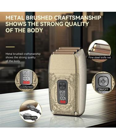 Buy Men's High Power Retro Metal Shaver - Professional Duplex Shaving with LCD Smart Screen & USB Charging - International Shipping Available - Buy Online on GoSupps.com