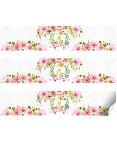 Watercolor Pink Dahlia Giraffe Baby Shower Waterproof Bottle Sticker Wrappers - Set of 20 (1.75 x 8.5) by AmandaCreation - Buy Online on GoSupps.com