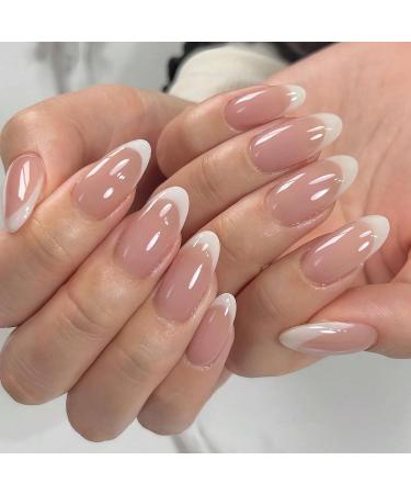 24pcs Minimalist French Nail Ombre Light Pink Nail Premium Press on Nails Gel Fake Nails Handmade Press-on Nails Fake Nails For Women Girl - Buy Online on GoSupps.com