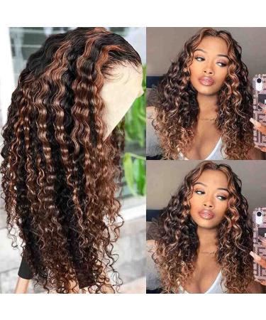 Super Idol Highlight Ombre Deep Wave Lace Front Human Hair Wig 16 1B/30 for Black Women - Pre Plucked 150% Density Free Part Baby Hair - Buy Online on GoSupps.com