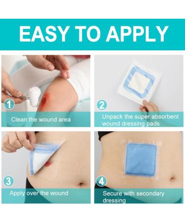 Super Absorbent Dressing Pad for Heavy Drainage - Fast Healing Wounds Pressure Sores & Foot Ulcers (4x4 Inch Pack of 5) - International Shipping Available - Buy Online on GoSupps.com