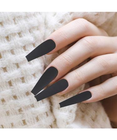 FRCOLOR 200PCs Long False Nails with Storage Box - Full Cover Black Fake Nails for Women & Nail Studios - Buy Online on GoSupps.com