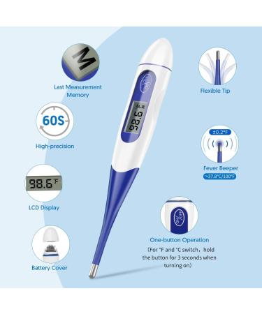 Buy Digital Oral Thermometer for Adults - Fast 60s Fever Reading - Blue | International Shipping - Buy Online on GoSupps.com