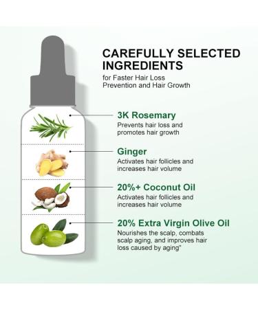 Rosemary Hair Regrowth Essential Oil - Organic Hair Loss Serum for Stronger Roots | 1.69 Fl Oz - Unisex Adult - Buy Online on GoSupps.com