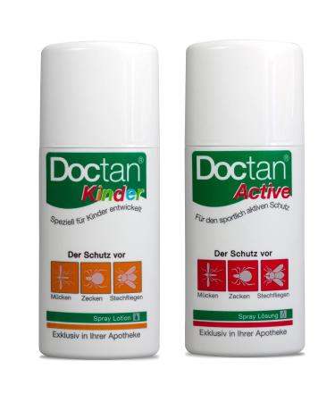 Doctan Family Pack - Doctan Lotion for Children & Doctan Active - Up to 12 hours of reliable protection against mosquitoes ticks piercing 100ml