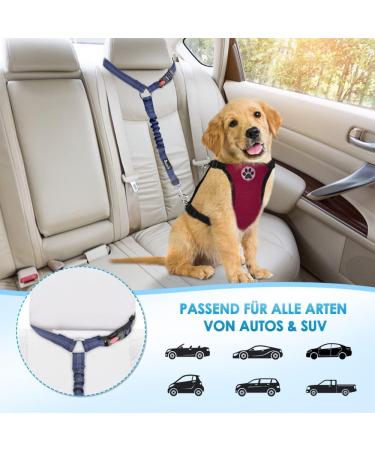 Slowton Dog Car Belt - 2-Piece Adjustable Headrest Safety Harness with Reflective Rubber Strap for Secure Travel - Buy Online on GoSupps.com