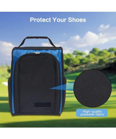 BestFire Golf Shoe Bag - Zippered Design Shoe Carrier Bag for Men and Women with Large Storage Space and 2 Side Pockets - Ideal for Golf, Basketball, Baseball, Tennis - Blue Color - Buy Online on GoSupps.com