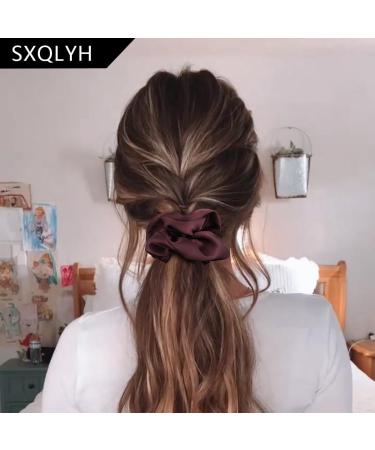 SXQLYH Thick Satin Hair Bobbles Scrunchies for Women 3 Colours 13 cm Large Hair Scrunchie Soft Elastic Ponytail Holder Silky Premium Satin Scrunchie for Long Thick Curly Hair Girls (D) - Buy Online on GoSupps.com