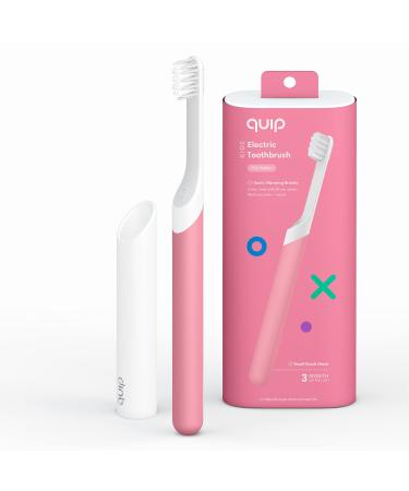 quip Kids Electric Toothbrush - Sonic Toothbrush with Small Brush Head, Travel Cover & Mirror Mount, Soft Bristles, Timer, and Rubber Handle - Pink
