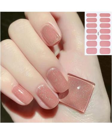 112 Pieces Thin Semi-Cured Gel Nail Polish Strips | Solid Full Nail Sticker Set with Nail File | Self-Adhesive Frosted Nails Art Decals for Women and Girls | DIY Craft Decoration Tips - Glitter (8 Sheets) - Buy Online on GoSupps.com