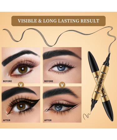 TOEECY Double Sided Eyebrow Pencil 2-in-1 Liquid Eyeliner and Eyebrow Brush Quick Dry Waterproof Perfect Eye Makeup Ideal for Daily Travel Women(Black) - Buy Online on GoSupps.com