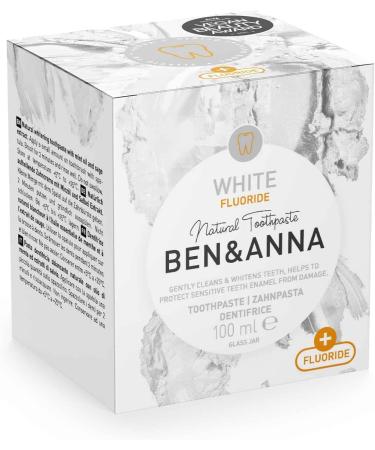 Ben & Anna Trio Fluoride Toothpaste - Orange White & Strawberry | Natural Vegan Whitening Toothpaste | Sustainable Glass Packaging | 100g Bio Cosmetic - Buy Online on GoSupps.com