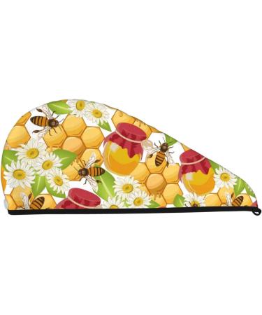 Bees Honeycomb Jars Honey & Super Absorbent Microfiber Hair Towels - Coral Velvet Quick Dry Wrap for Long Curly Thick Hair - Buy Online on GoSupps.com