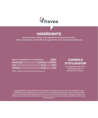 Biotine 10 000 g avec S l nium & Zinc - Acc l re la Pousse des Cheveux & des Ongles - Dosage lev - Avec Vitamine B8-180 comprim s - Fabriqu en France - Vitavea - Buy Online on GoSupps.com