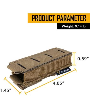 Idogear Tactical Pocket Pistol MAG Bag - Molle Open Holster for Glock M1911 92F 9mm .40 - Coyote Brown - Buy Online on GoSupps.com