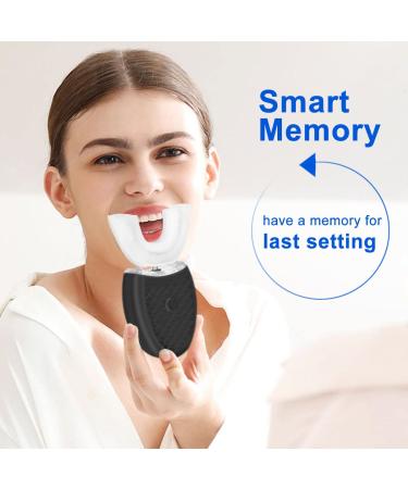 Ultrasonic Electric Toothbrush for Adults - Hands-Free Rechargeable U-Shaped Whole Mouth Cleaner, 360 Whitening, IPX7 Waterproof - Black - Buy Online on GoSupps.com