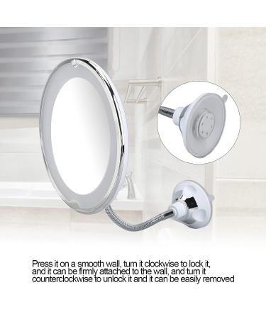 8 Inch Adjustable Suction Cup Makeup Mirror 10X Magnification with LED Light - Cordless Bathroom Mirror for Home Makeup - Ideal for Women and Men - Buy Online on GoSupps.com