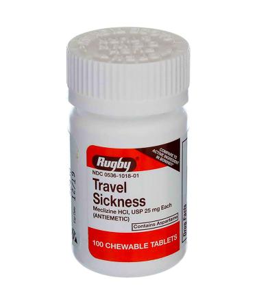 Rugby Travel Sickness Chewables 25 mg Per Bottle 100 Count