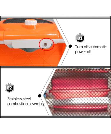 Halogen Heater Electric Heaters Small Space Personal Heating Tip-Over Overheat Protection (600W 2 Bars) Orange - Buy Online on GoSupps.com